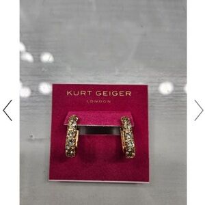 KURT GEIGER London Huggie Hoop Crystals/Diamond gold dangle earrings NEW!!